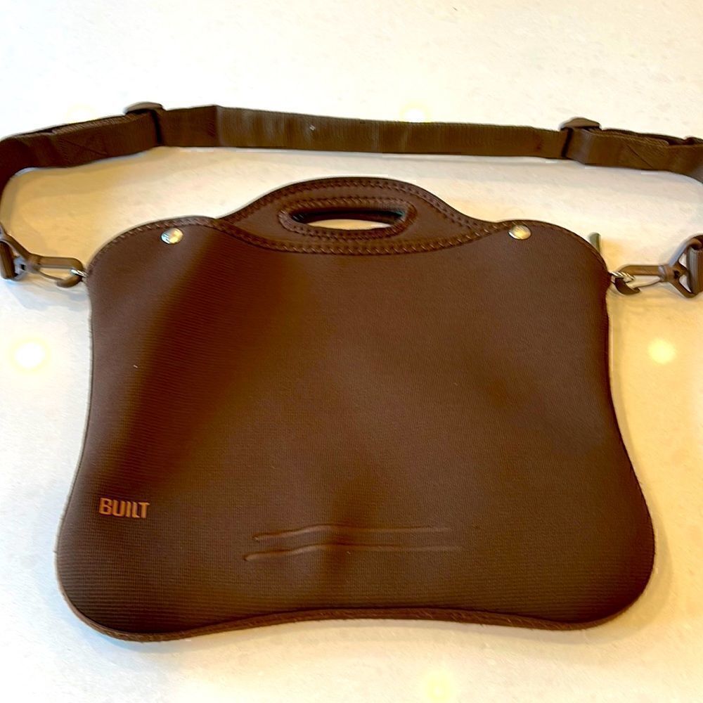 Built,  computer, lunch, wine beer tote. 14x11. Sturdy over shoulder strap.